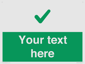 Custom green background, green tick sign